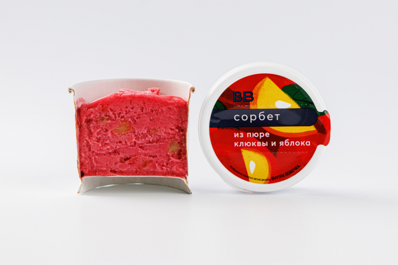 Сорбет из пюре клюквы и яблока